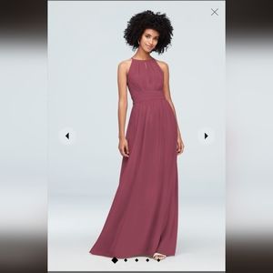 David's Bridal High Neck Chiffon Bridesmaid's Dress, size 6